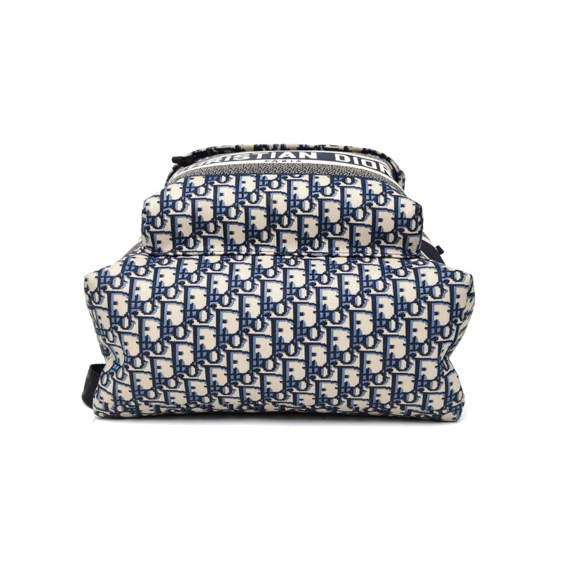 DIOR Diortravel雙肩包大號藍色帆布印花字母刺繡-3