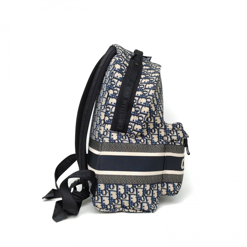 DIOR Diortravel雙肩包大號藍色帆布印花字母刺繡-4