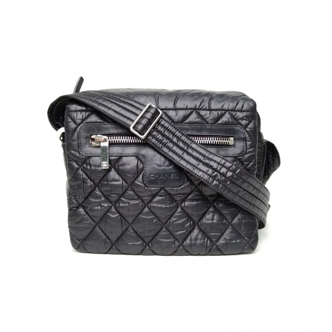 CHANEL 黑色羽絨15開銀扣sportline方標泡芙包斜挎包