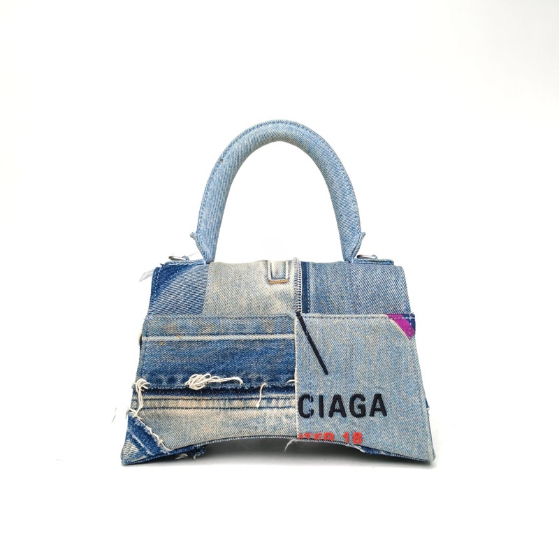 BALENCIAGA Hourglass沙漏手提包S碼聯名款牛仔藍-2