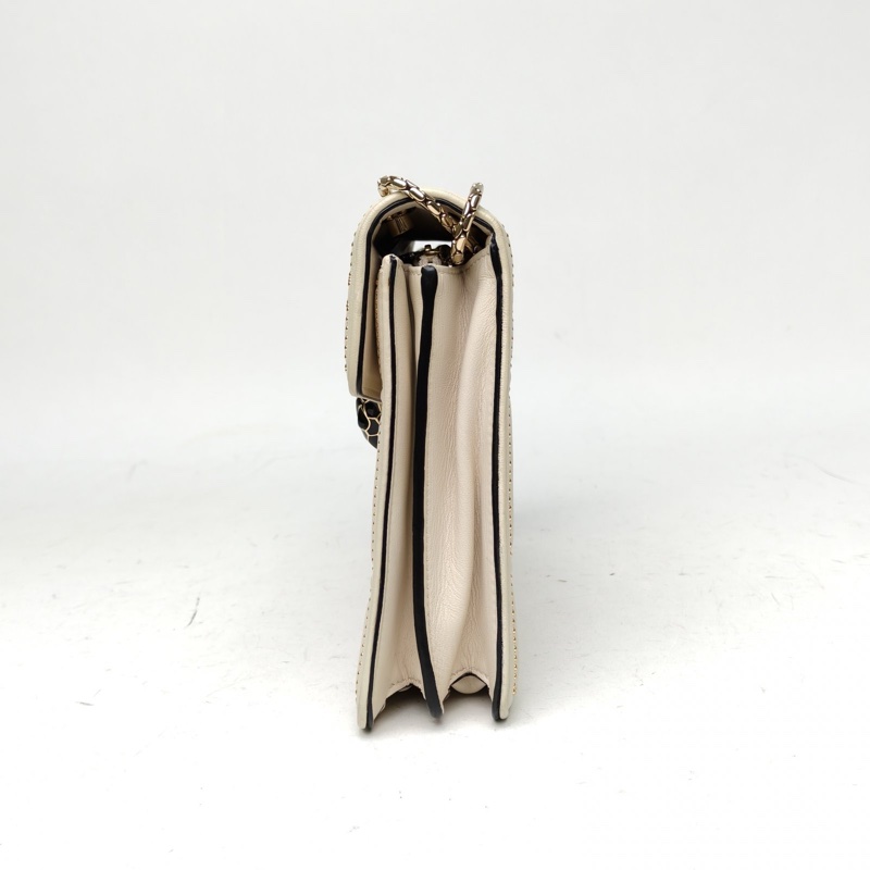 BVLGARI SerpentiForever風琴蛇頭包橫版米白色牛皮-1