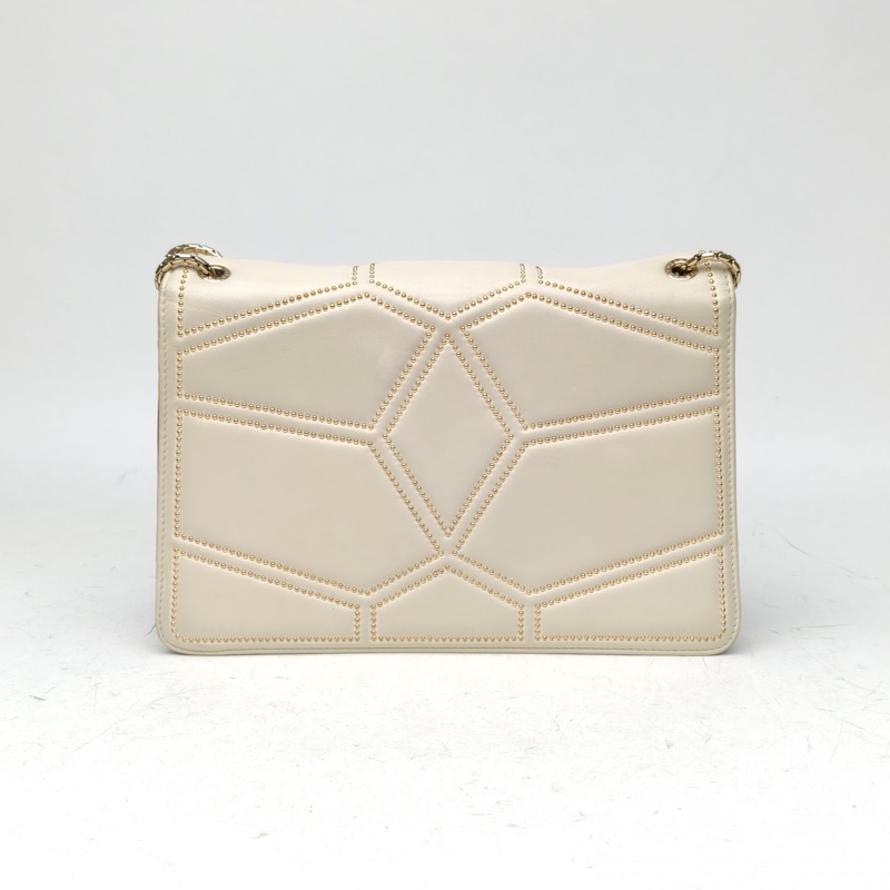 BVLGARI SerpentiForever風琴蛇頭包橫版米白色牛皮-2