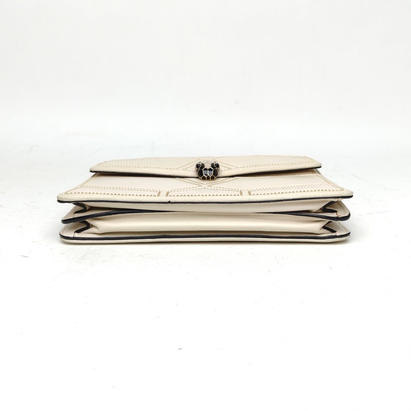 BVLGARI SerpentiForever風琴蛇頭包橫版米白色牛皮-3