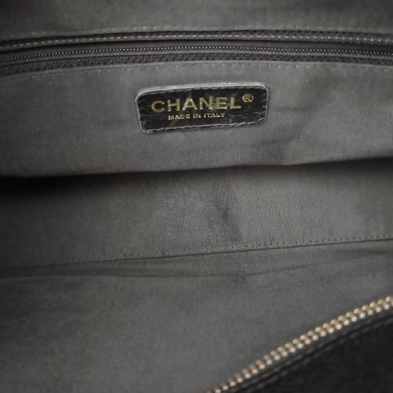 CHANEL 中古黑金牛保齡球大號黑色荔枝牛皮8開金扣-5
