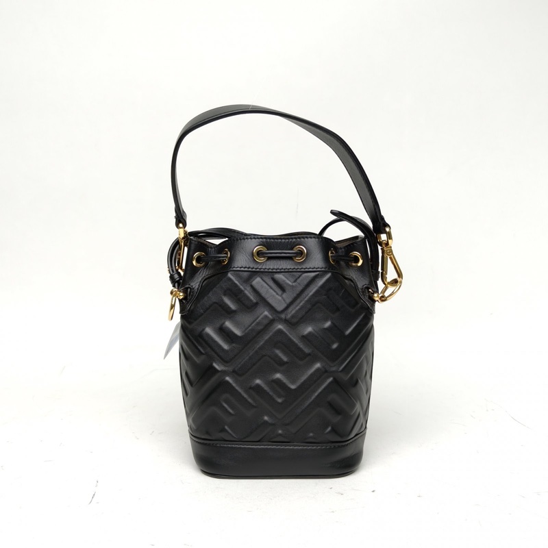 FENDI MONTRESOR迷你水桶包黑色牛皮金扣-2