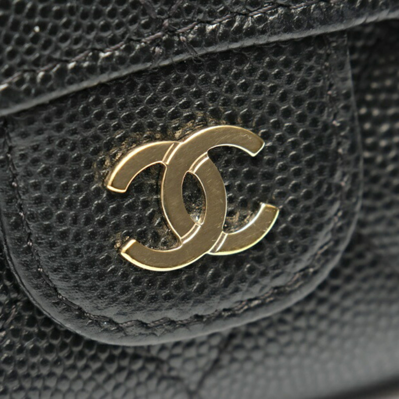 香奈兒 Matelassé 經典小號翻蓋皮夾 AP0229,魚子醬紋皮革,黑色-3