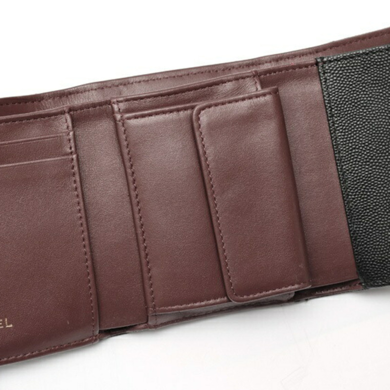 香奈兒 Matelassé 經典小號翻蓋皮夾 AP0229,魚子醬紋皮革,黑色-5