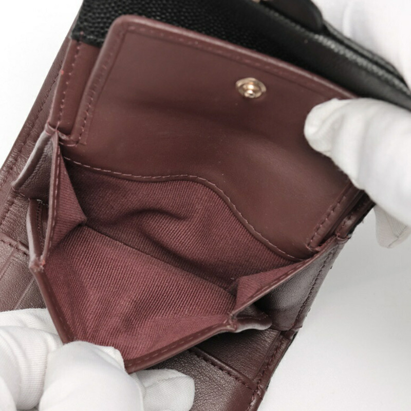 香奈兒 Matelassé 經典小號翻蓋皮夾 AP0229,魚子醬紋皮革,黑色-6