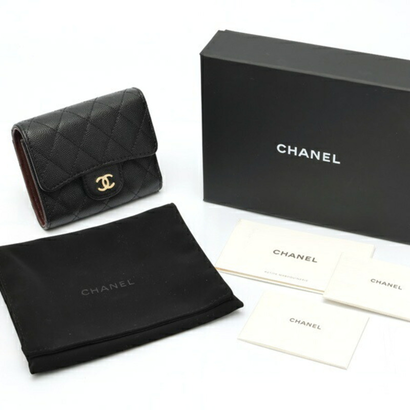 香奈兒 Matelassé 經典小號翻蓋皮夾 AP0229,魚子醬紋皮革,黑色-9