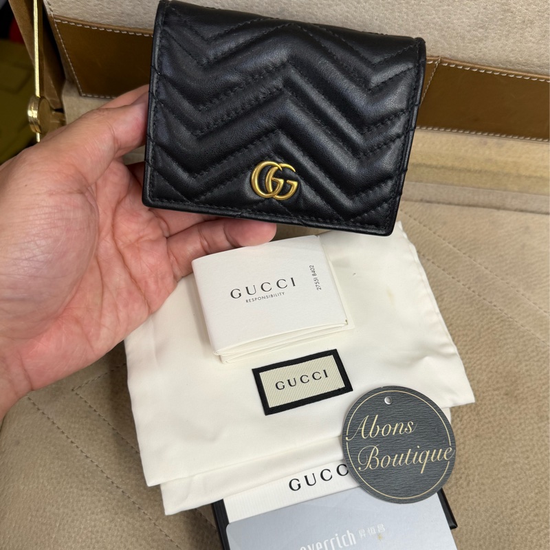 上架中🔑GUCCI 黑GG marmont 短夾-18
