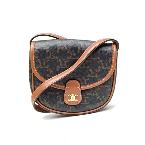 CELINE 老花PVC金扣Folco馬鞍包mini