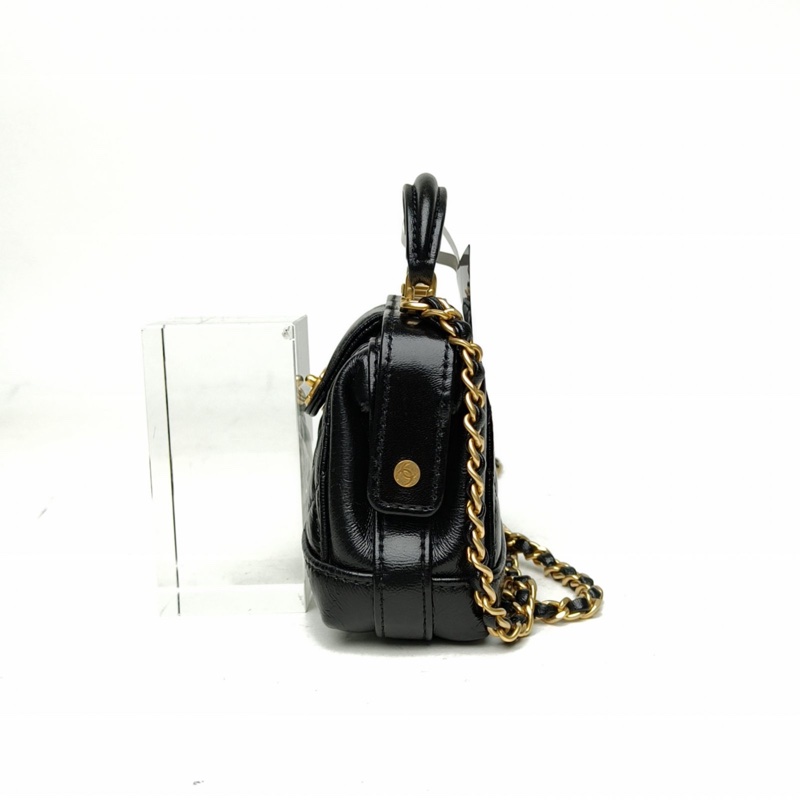 CHANEL 24A醫生包/超mini黑色羊皮鐳射標金扣-1