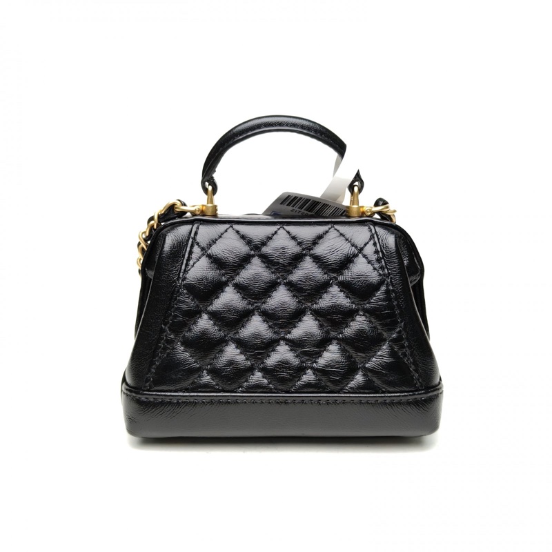 CHANEL 24A醫生包/超mini黑色羊皮鐳射標金扣-2