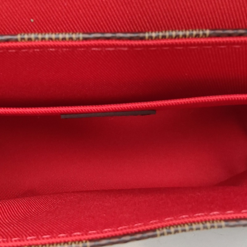 LOUIS VUITTON Croisette手柄郵差包棕色棋盤格PVC金扣晶片-4