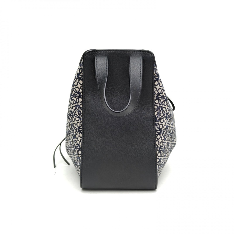 LOEWE Hammock吊床包小號藍色牛皮/帆布金扣-1