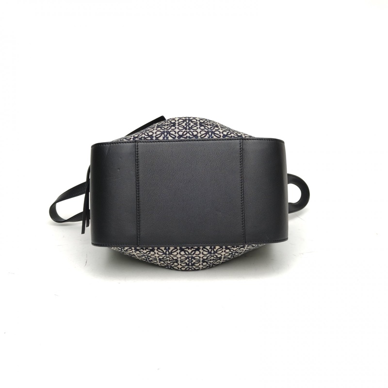 LOEWE Hammock吊床包小號藍色牛皮/帆布金扣-3