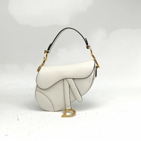 DIOR SADDLE馬鞍小號無肩帶白色牛皮金扣2018