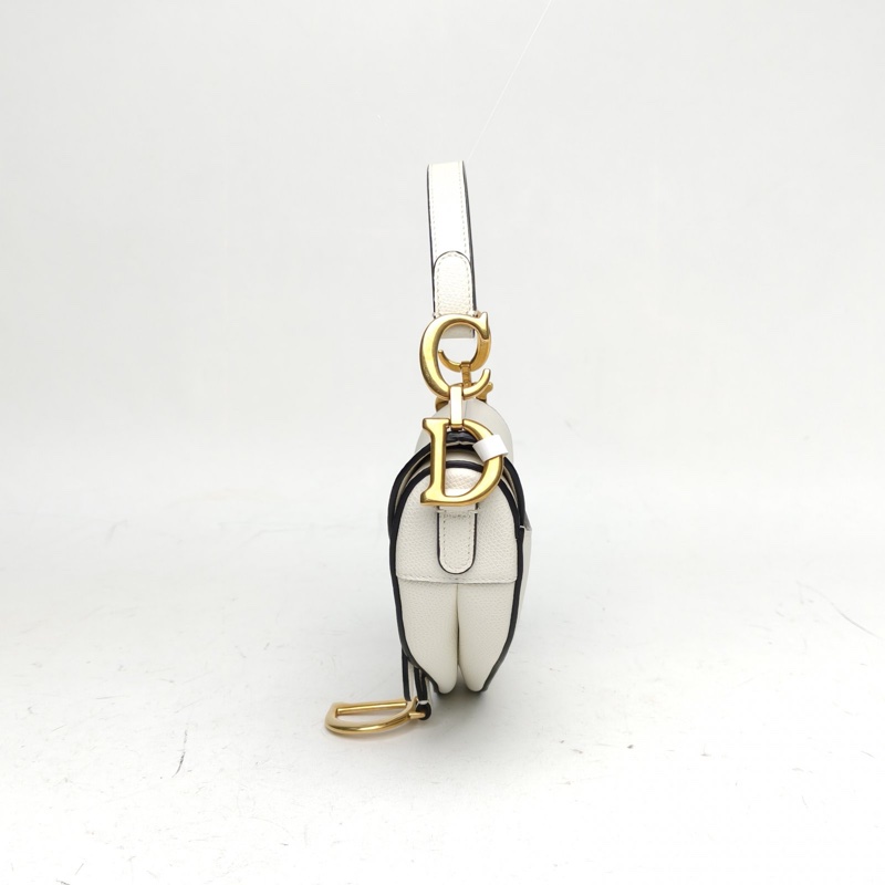 DIOR SADDLE馬鞍小號無肩帶白色牛皮金扣2018-1