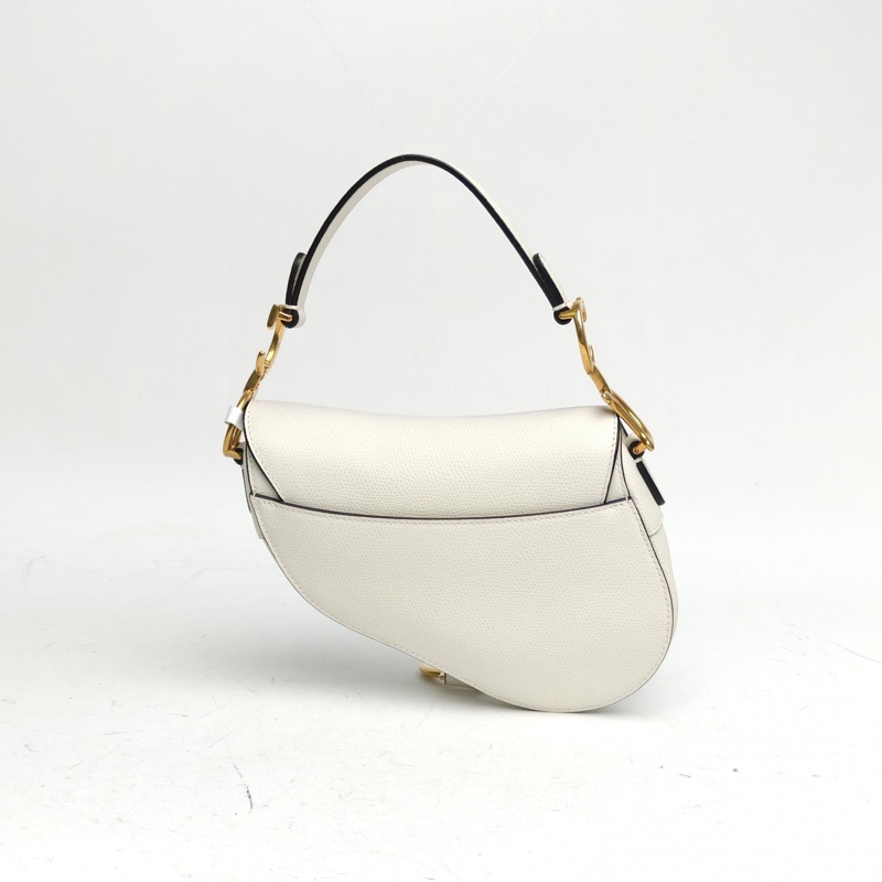 DIOR SADDLE馬鞍小號無肩帶白色牛皮金扣2018-2