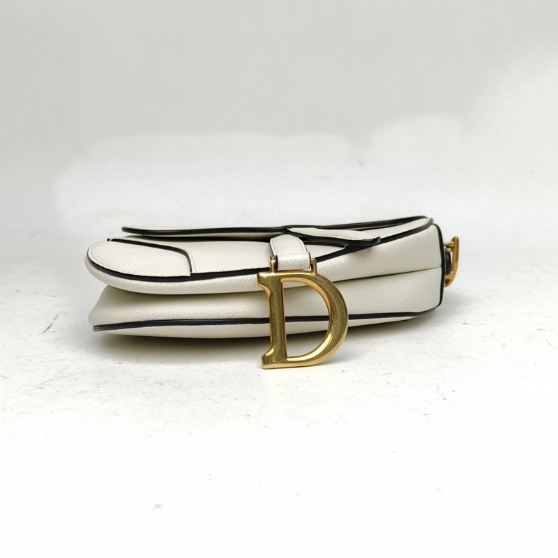 DIOR SADDLE馬鞍小號無肩帶白色牛皮金扣2018-3