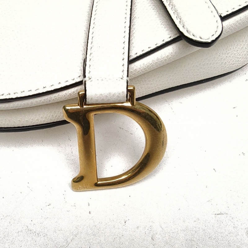 DIOR SADDLE馬鞍小號無肩帶白色牛皮金扣2018-4