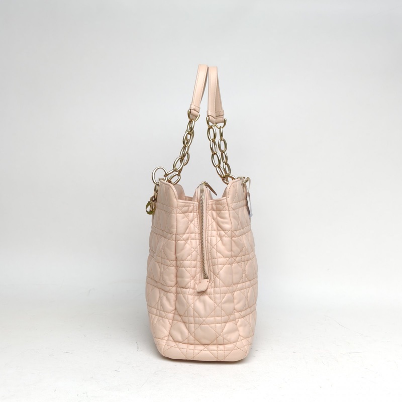 DIOR 粉色羊皮金扣2014dior戴妃手提托特包-1