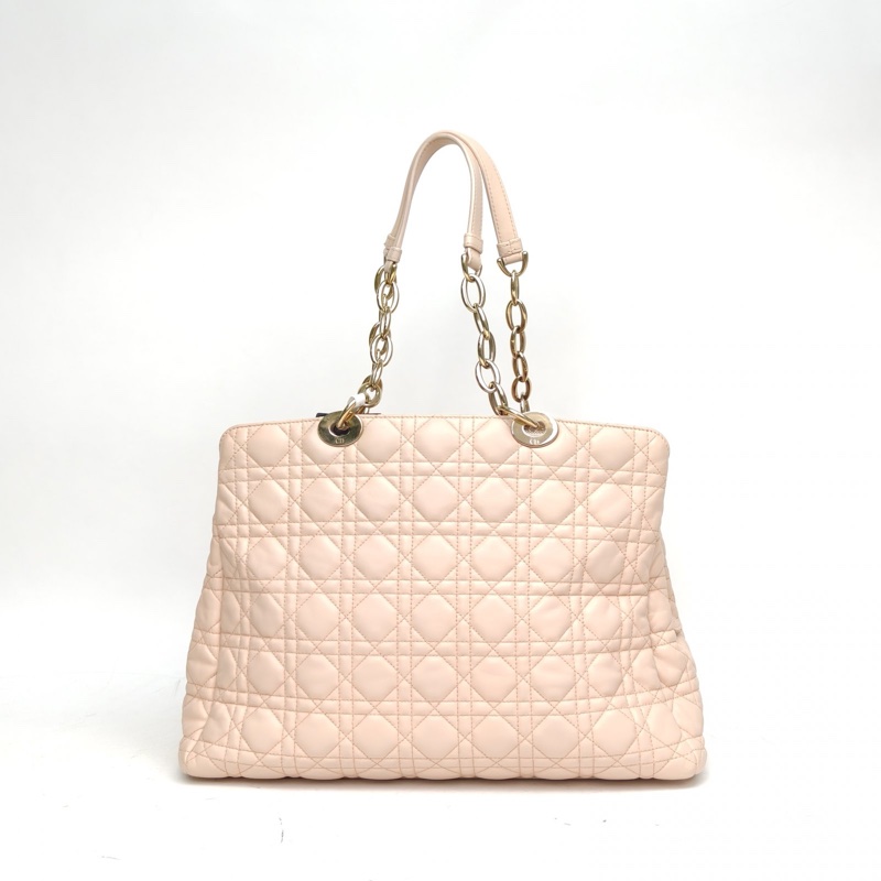 DIOR 粉色羊皮金扣2014dior戴妃手提托特包-2