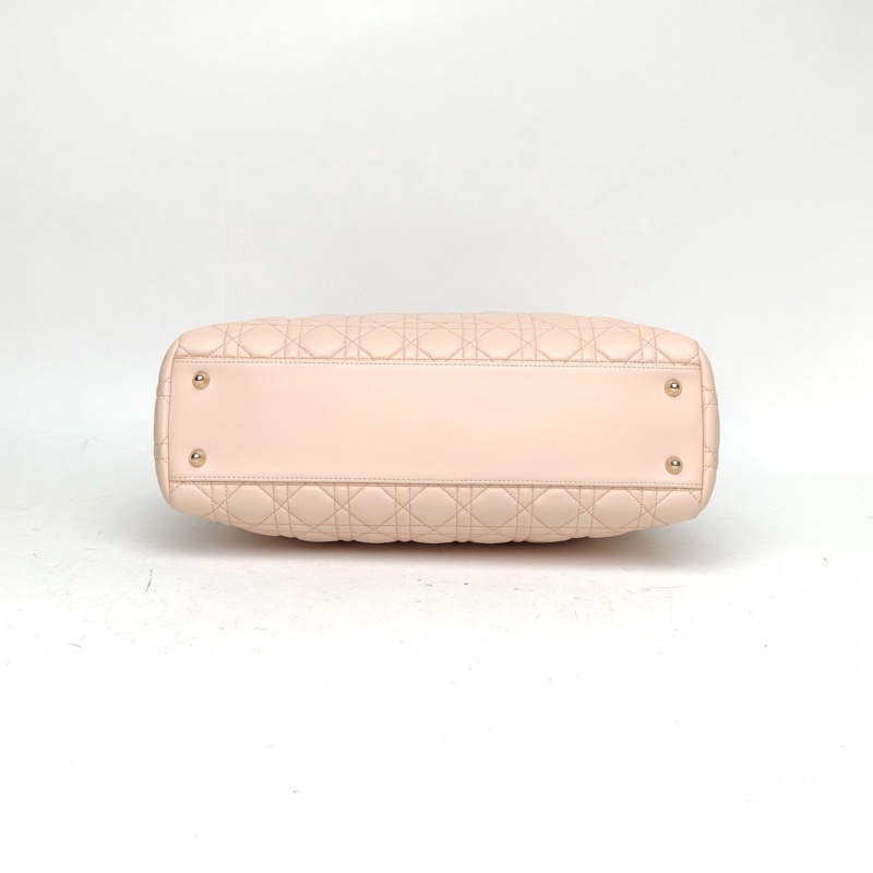 DIOR 粉色羊皮金扣2014dior戴妃手提托特包-3