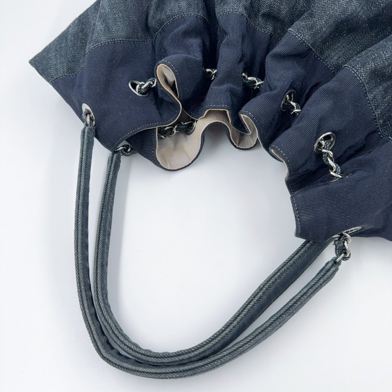 CHANEL深藍色丹寧牛仔肩背托特包(超甜甜價)-6