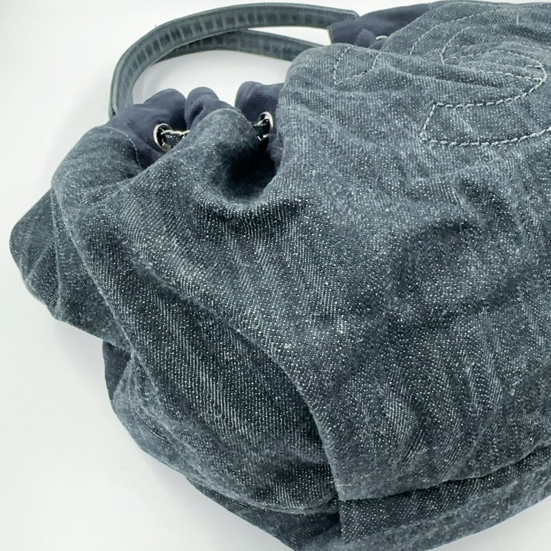 CHANEL深藍色丹寧牛仔肩背托特包(超甜甜價)-9