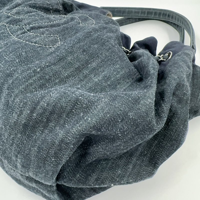 CHANEL深藍色丹寧牛仔肩背托特包(超甜甜價)-10