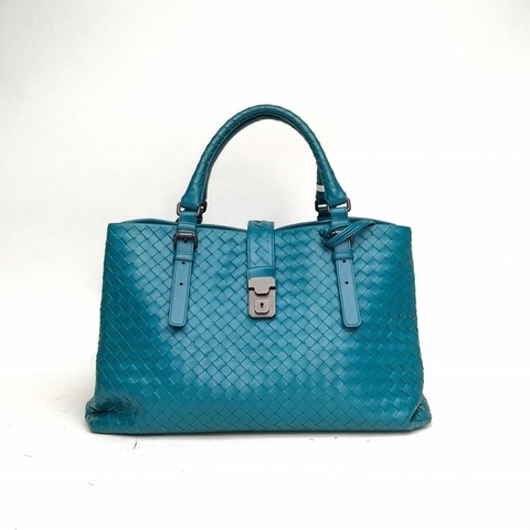BOTTEGA VENETA ROMA羅馬包中號孔雀藍牛皮鎢鋼扣
