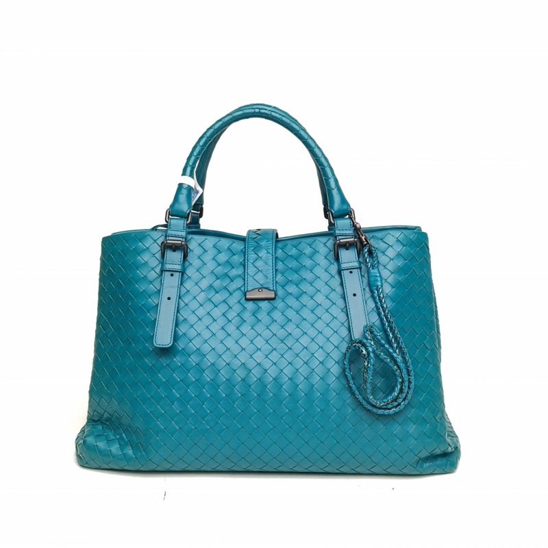 BOTTEGA VENETA ROMA羅馬包中號孔雀藍牛皮鎢鋼扣-2