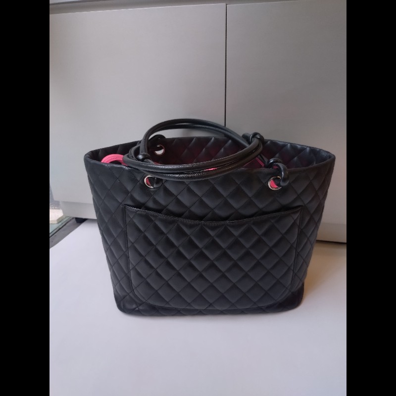 Chanel 黑底白雙C康朋大托特包-2