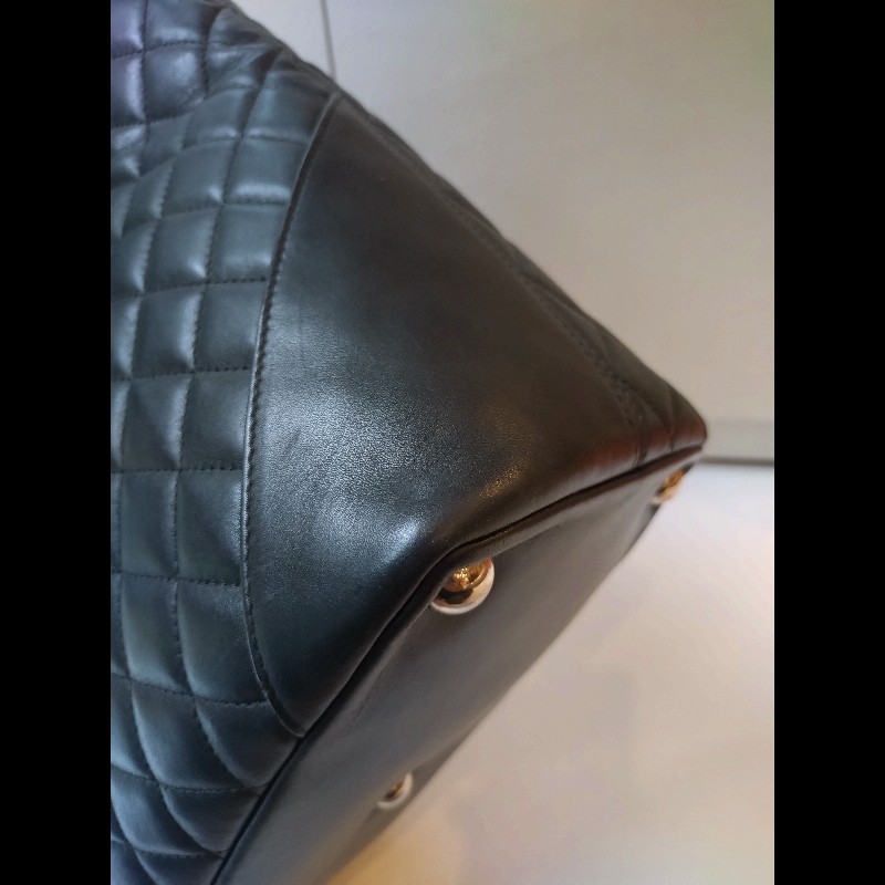 Chanel 黑底白雙C康朋大托特包-14