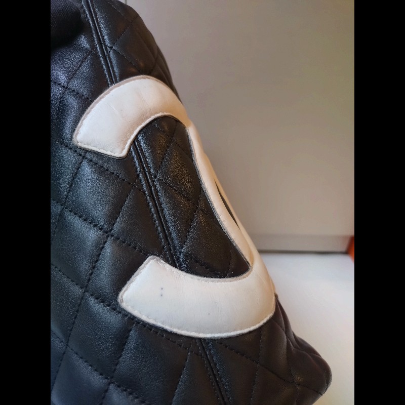 Chanel 黑底白雙C康朋大托特包-30