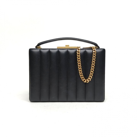 SAINT LAURENT 黑色羊皮金扣聖羅蘭方盒子