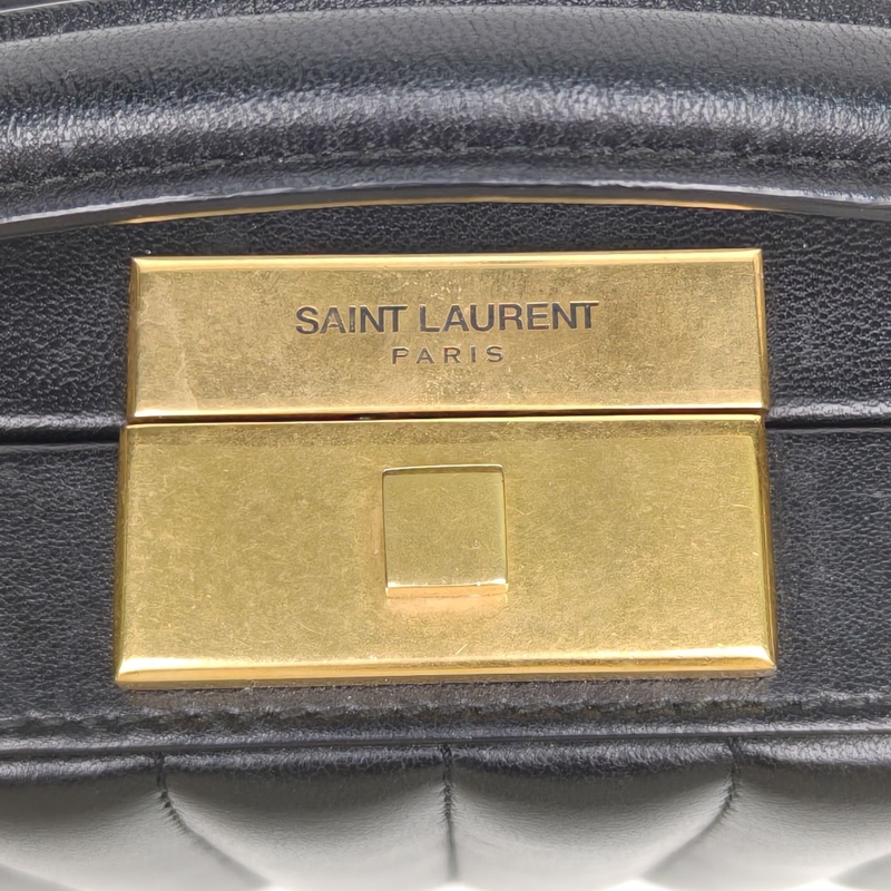 SAINT LAURENT 黑色羊皮金扣聖羅蘭方盒子-4