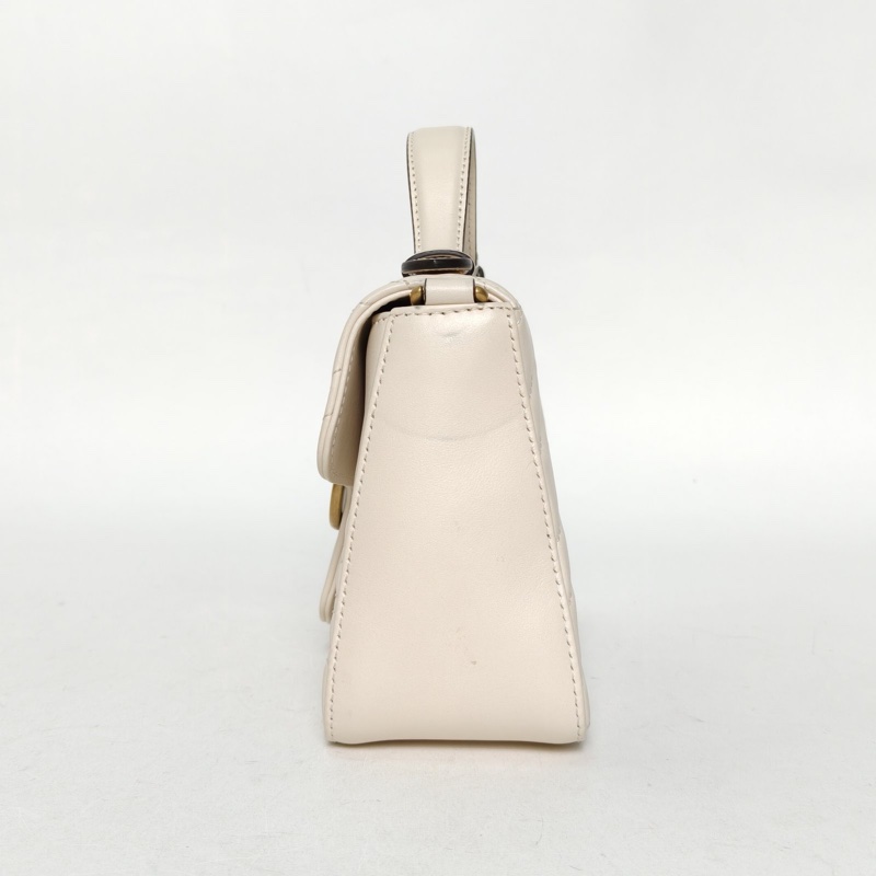 GUCCI GGMarmont手提肩背包Mini白色牛皮金扣-1