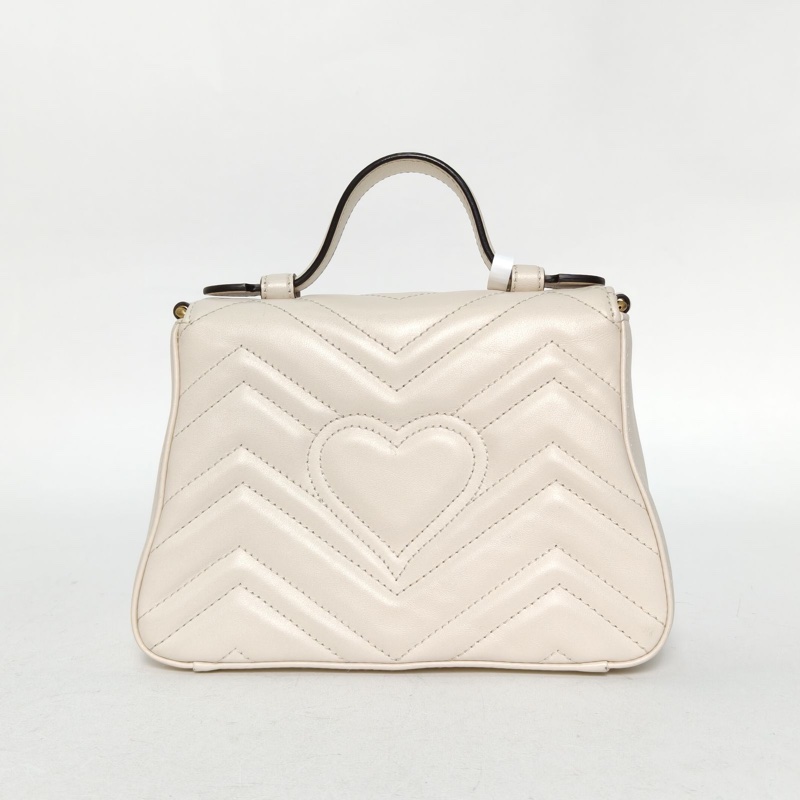 GUCCI GGMarmont手提肩背包Mini白色牛皮金扣-2