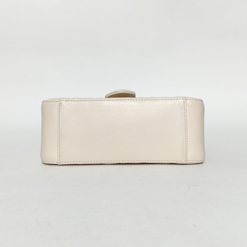 GUCCI GGMarmont手提肩背包Mini白色牛皮金扣-3