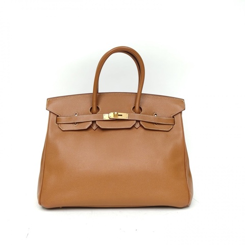 HERMES Birkin35金棕色Epsom皮框E金扣