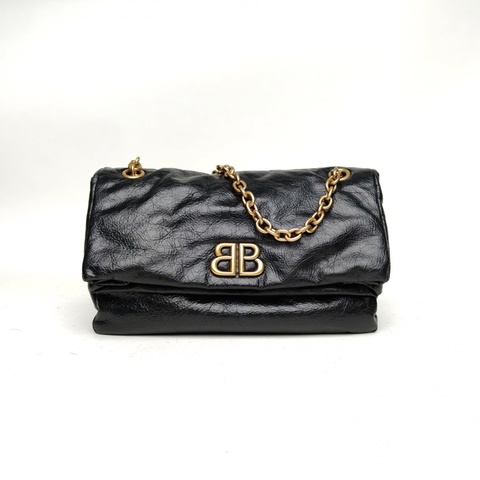 BALENCIAGA 黑色牛皮MonacoBBLOGO鏈條包