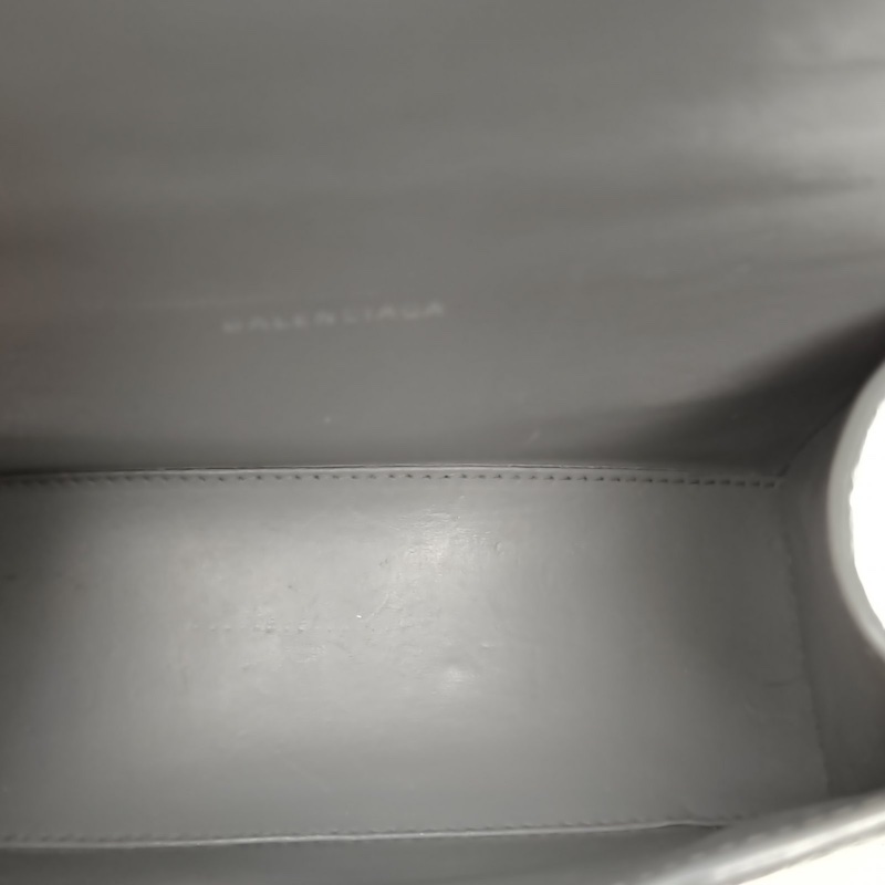 BALENCIAGA 鱷魚壓紋Hourglass沙漏手袋XS碼銀扣灰色牛皮-5