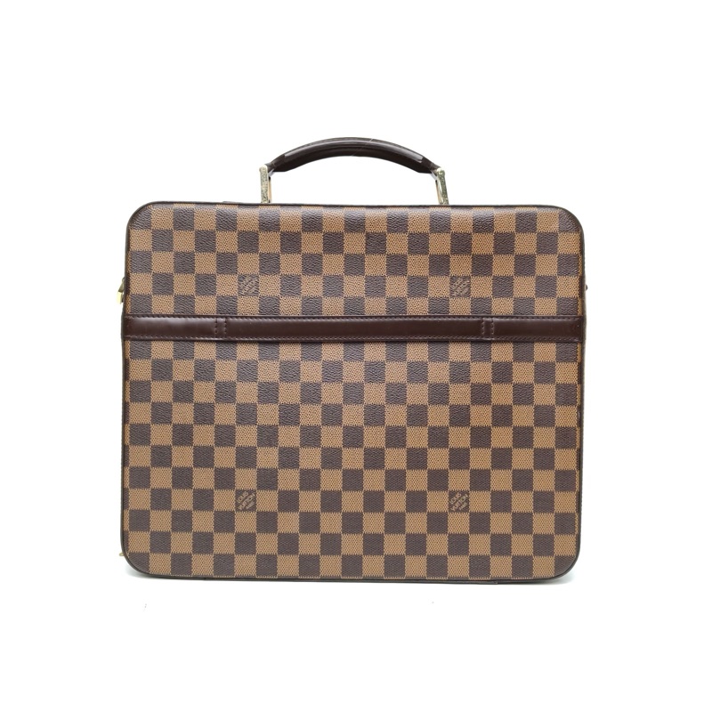 LOUIS VUITTON 棕色棋盤格PVC金扣2002手提包公事包-2