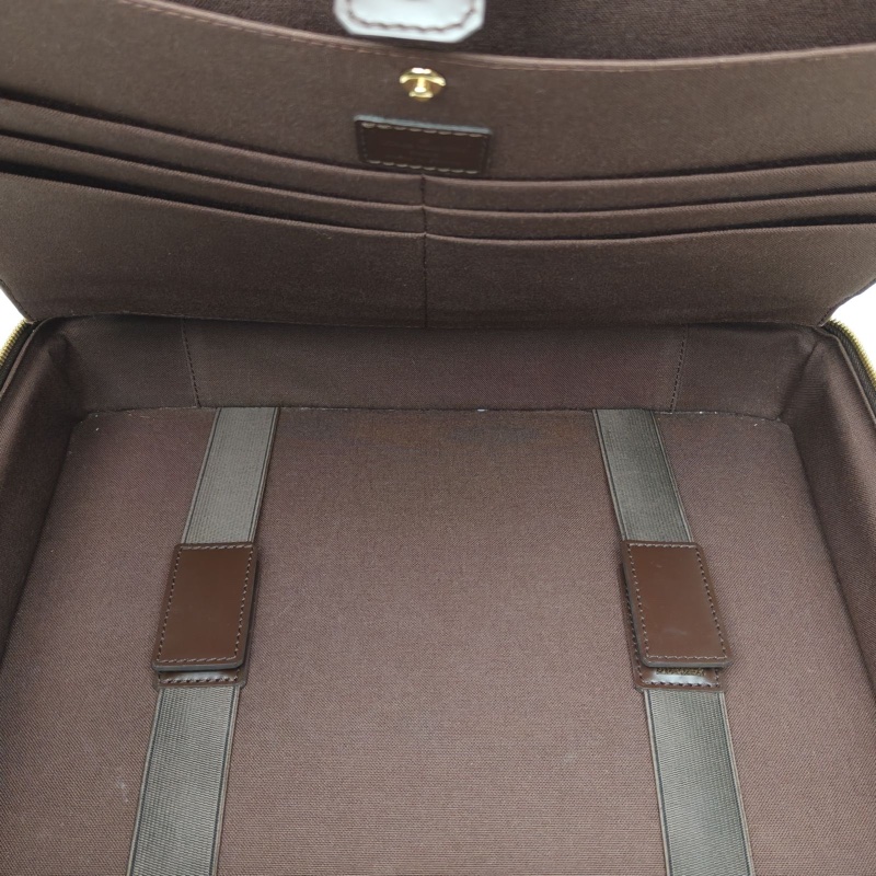 LOUIS VUITTON 棕色棋盤格PVC金扣2002手提包公事包-4