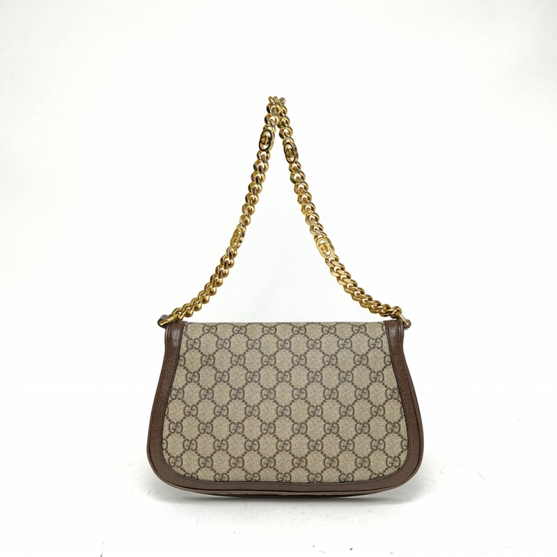 GUCCI 老花PVC金扣Blondie鏤空GG復古馬鞍包-2