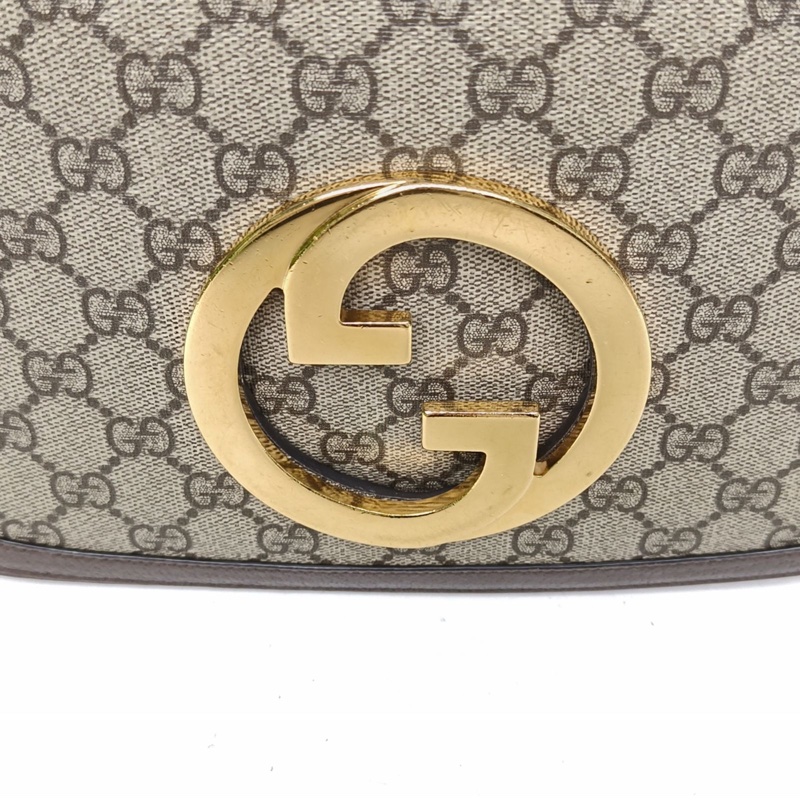 GUCCI 老花PVC金扣Blondie鏤空GG復古馬鞍包-5