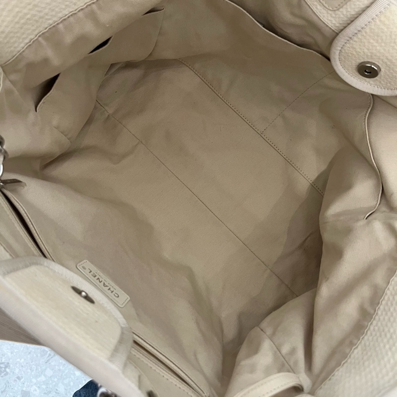 Chanel/香奈兒 沙灘包帆布包 芯片款 尺寸:55×11×34-7