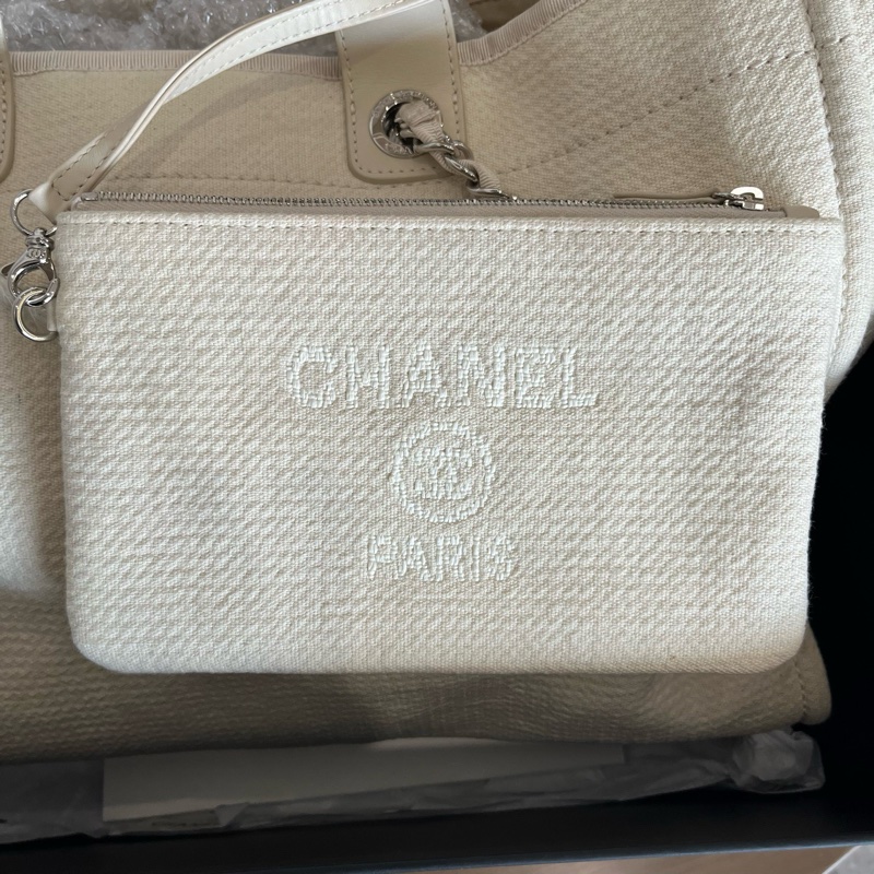 Chanel/香奈兒 沙灘包帆布包 芯片款 尺寸:55×11×34-8